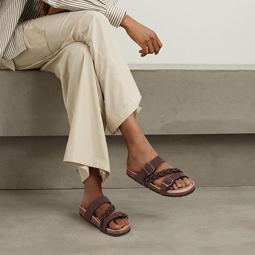 Women's Arch Support Cork Sandals – Slip-On Slides with Buckle – Summer Comfort‎ - Picture 2 of 7